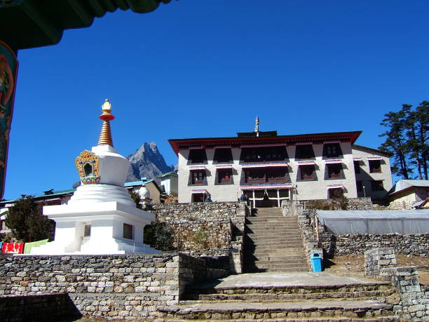 Rustic Rock House with Stupa and Scenic View